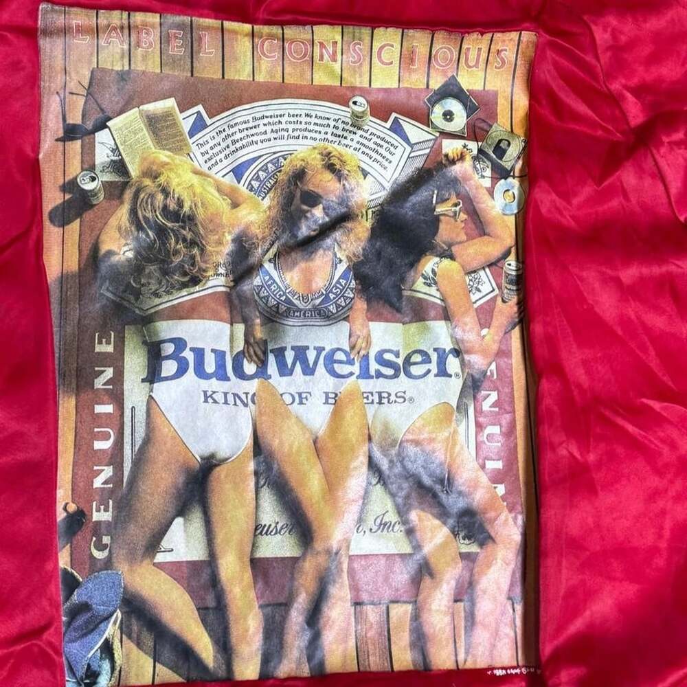 Budweiser Vintage 90s Satin Bomber Jacket Size XL Red King of Beers